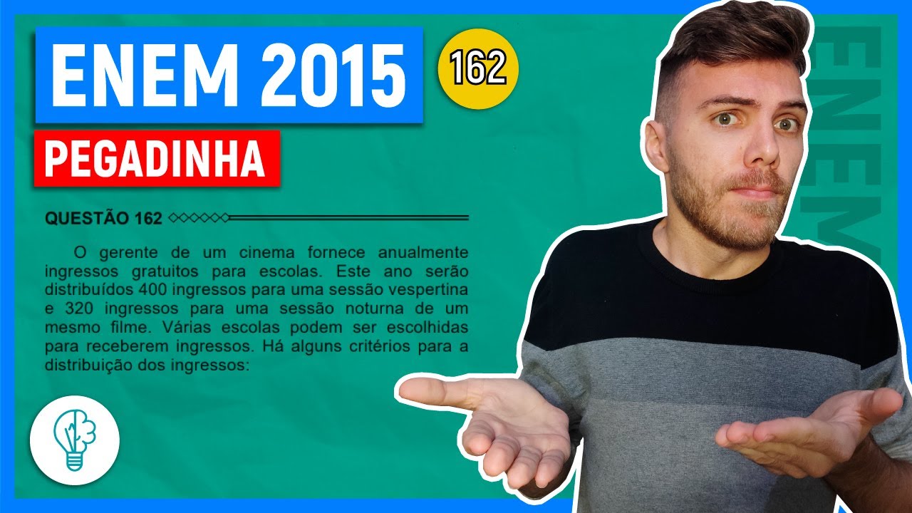 🛑162 Enem 2015 - PEGADINHA - O gerente de um cinema fornece anualmente ingressos gratuitos para