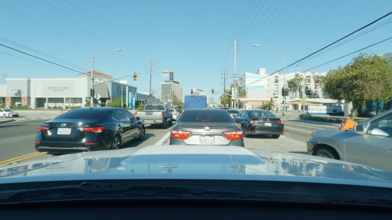 Rush Hour Trip to Marina Del Rey - Huge Yacht