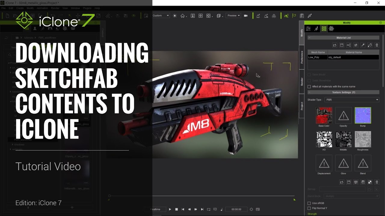 iClone 7 Tutorial - Three PBR Workflows for Sketchfab Download