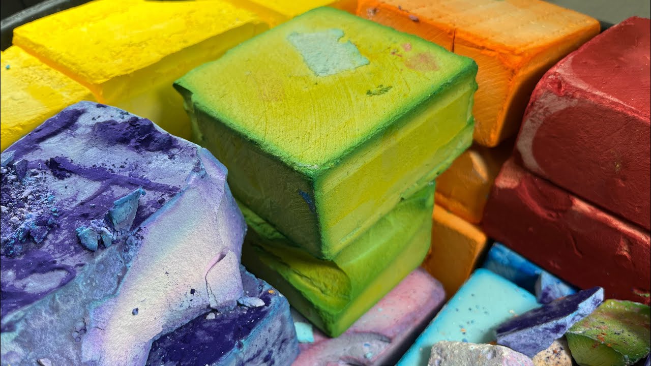 32 Dyed Gym Chalk Mass Crush | Prosource Gym Chalk Crush | ASMR | Oddly Satisfying