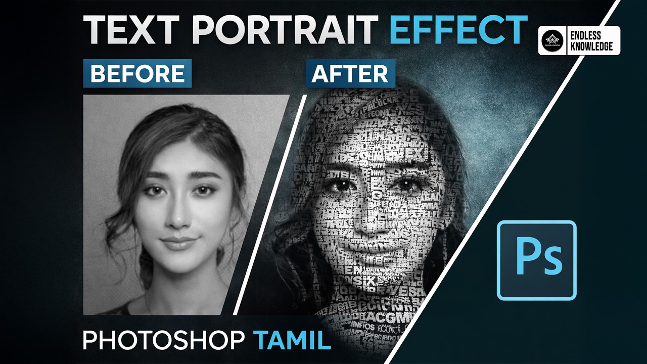 Text Portrait Effect in Photoshop in Tamil