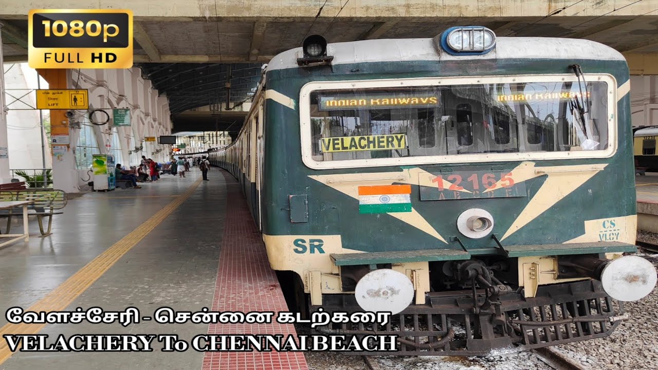 VELACHERY To CHENNAI BEACH | FULL JOURNEY IN 2ND CLASS | CHENNAI LOCAL | 1080p | Full Restoration