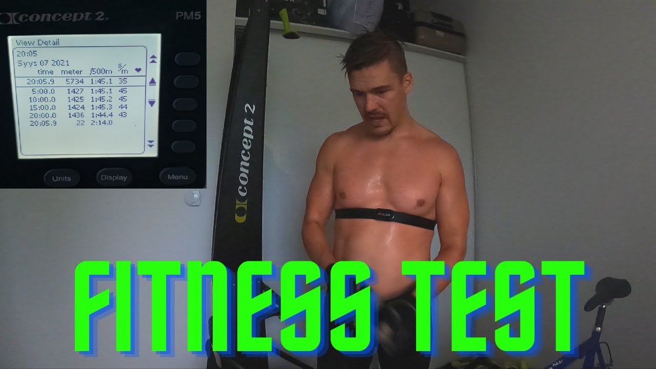 Testing my current fitness level with ski erg 2. 20 minutes full effort.