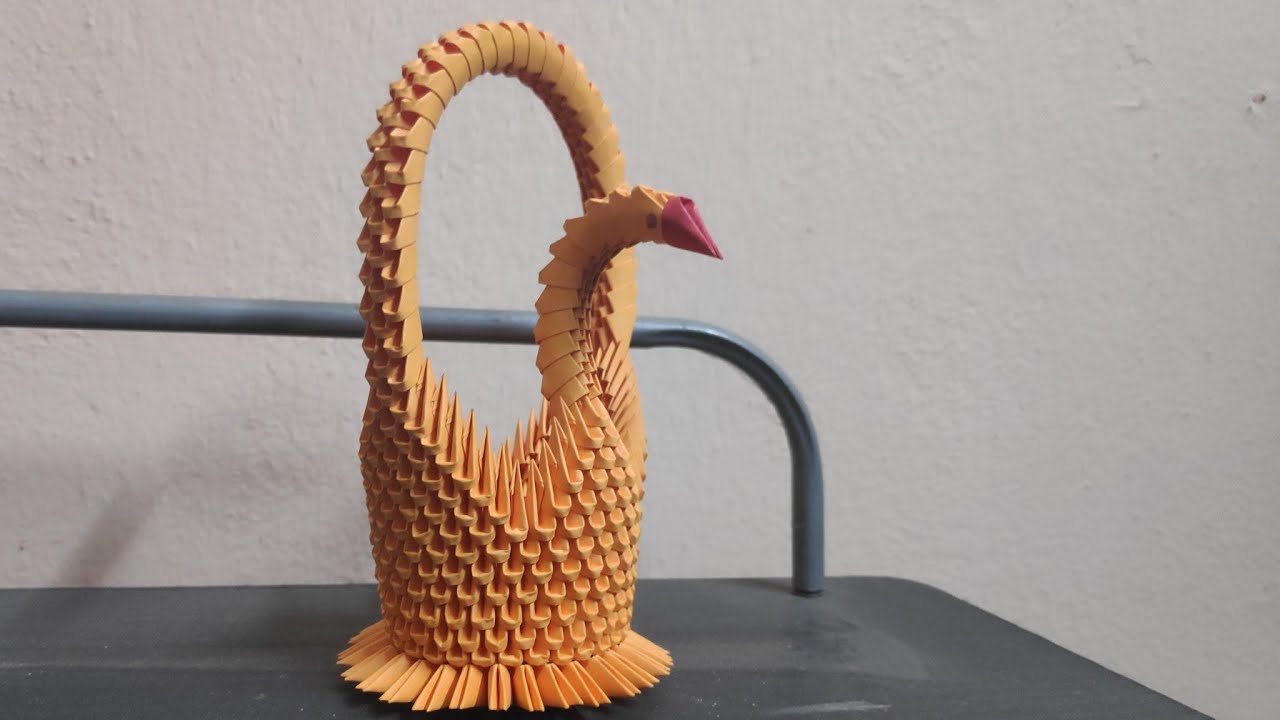 Origami3d Swan Basket / How to make 3d Origami Swan Basket