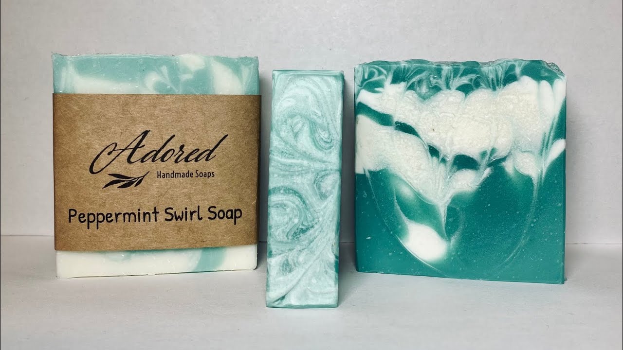 Soap Making | Cold Process | Peppermint Swirl Soap | Handmade | Calming Essential Oil |