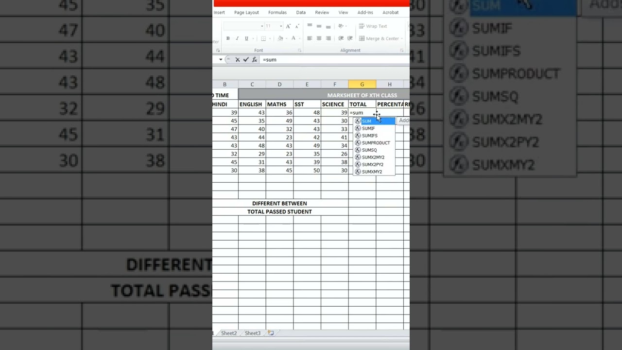 EXCEL ME TOTAL KAISE NIKALE 🤔 | SUM KA FORMULA KAISE LAGAYE 🙄💯 #shorts