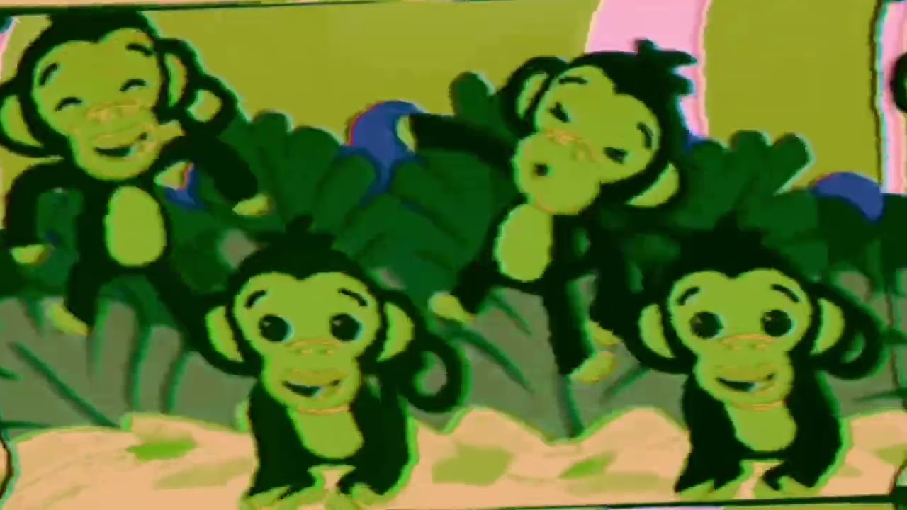 FOUR LITTLE MONKEY JUMPING ON THE BED 