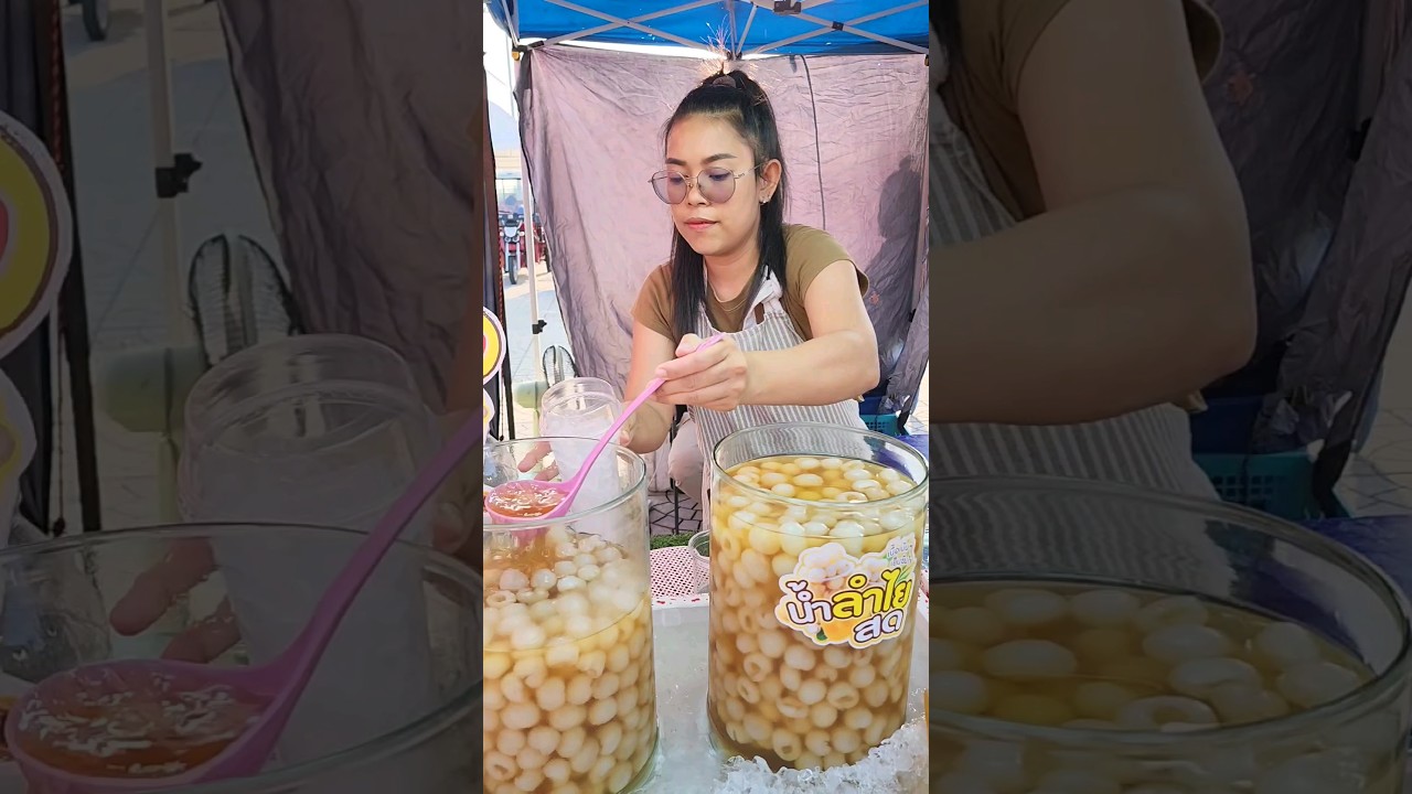 Popular fruit juices Wherever you go, they sell very well, fresh longan juice. Thailand #streetfood