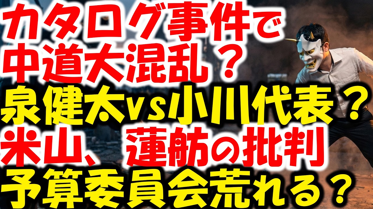 カタログギフト事件は高市総理の陽動作戦？予算委員会で中道壊滅か？泉健太は踏ん張る。小川代表は微妙。米山隆一、蓮舫は？