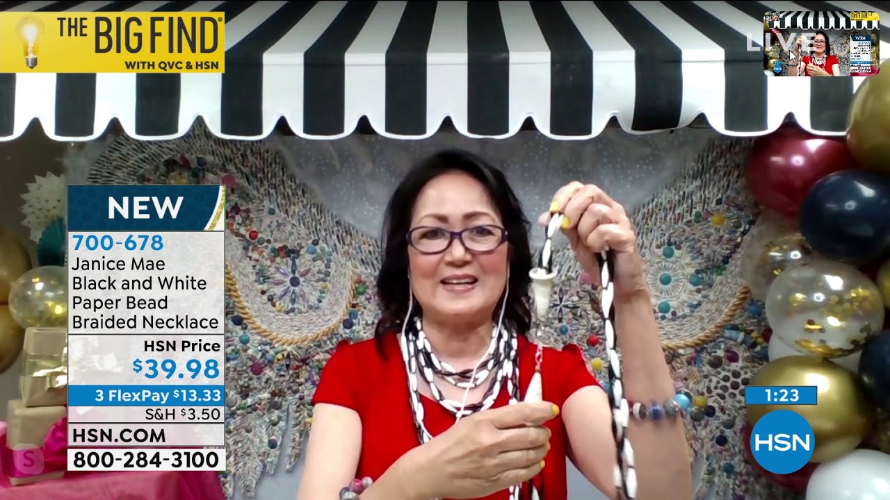 Janice Mae 39" Black and White Paper Bead Braided Neckla...