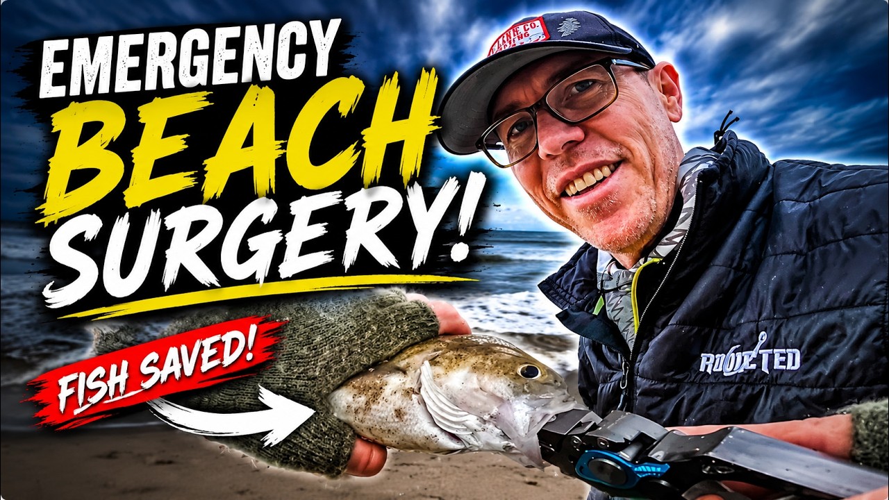 Surgery at the beach! Beast choked my lure!