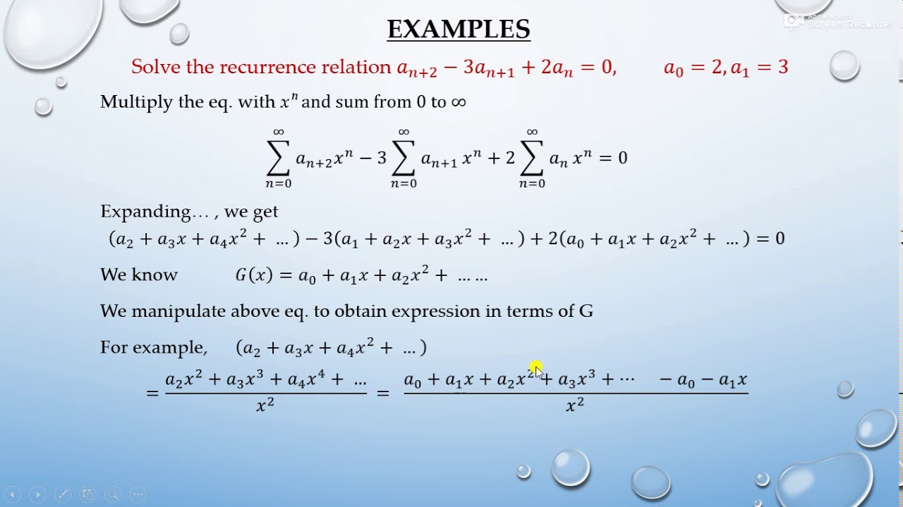 Solution of Recurrence Relation using Generating Function