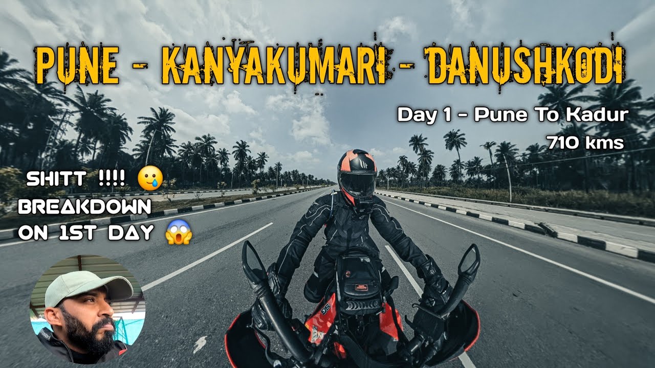 Pune - Kanyakumari - Dhanushkodi | MotoVlog | Day1 Pune To Kadur | The Road Story