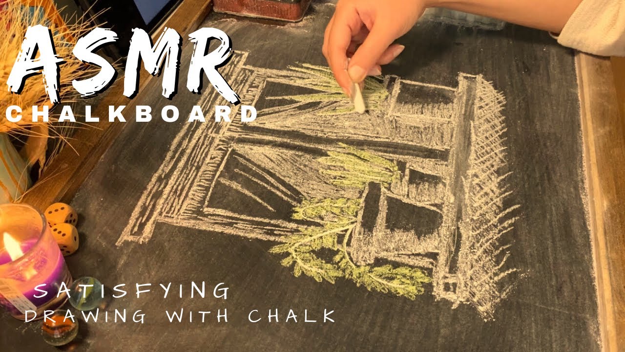 ASMR chalkboard/relaxing sound of chalk drawing/enjoy it/no talking video