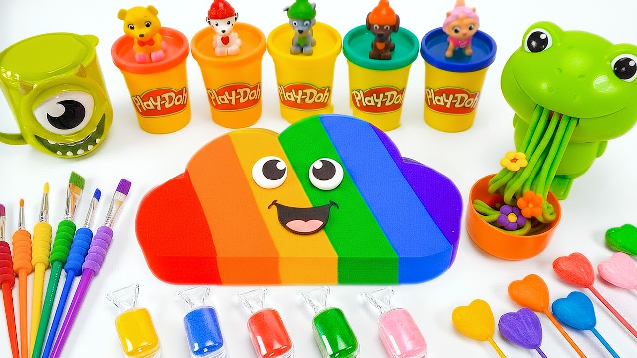 ULTIMATE Rainbow Cloud Noodles with Kinetic Sand  🌈☁ Gentle Sand ASMR