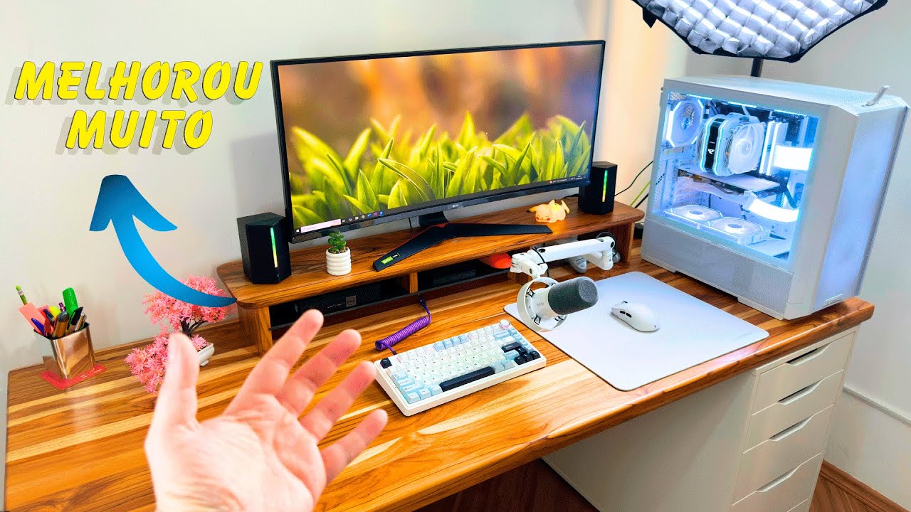 MELHOREI meu SETUP com Stand para MONITOR TECA da Meligna!!