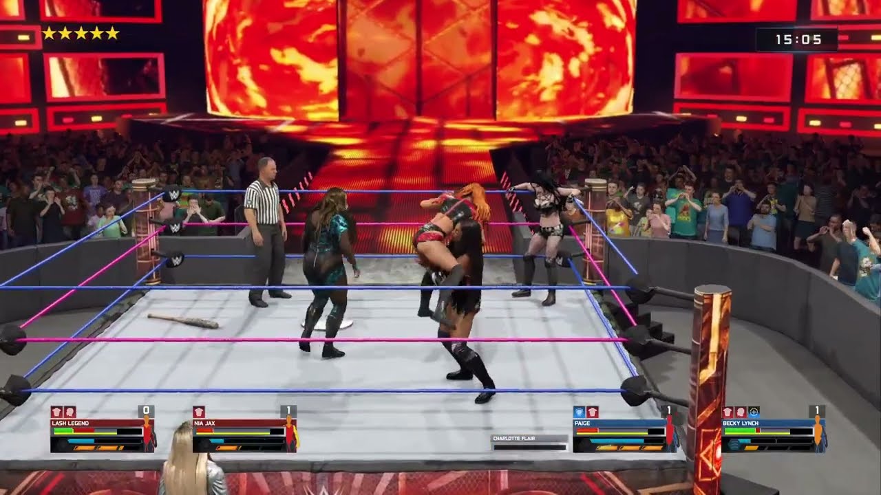 WWE 2K25 Gameplay - Nia & Lash vs. Paige & Becky - Women's Hardcore Tag Team Championship Match