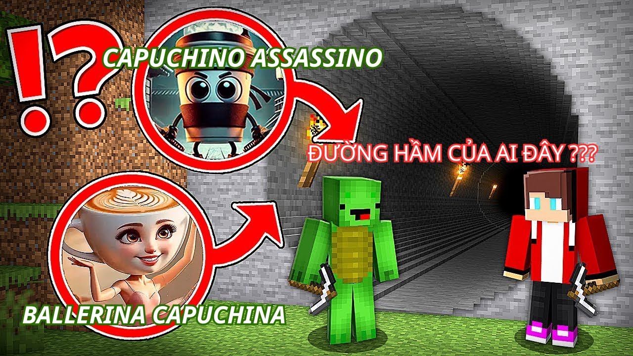 Tôi đã tìm thấy đường hầm của CAPUCHINO ASSASSINO trong thử thách Minecraft !!