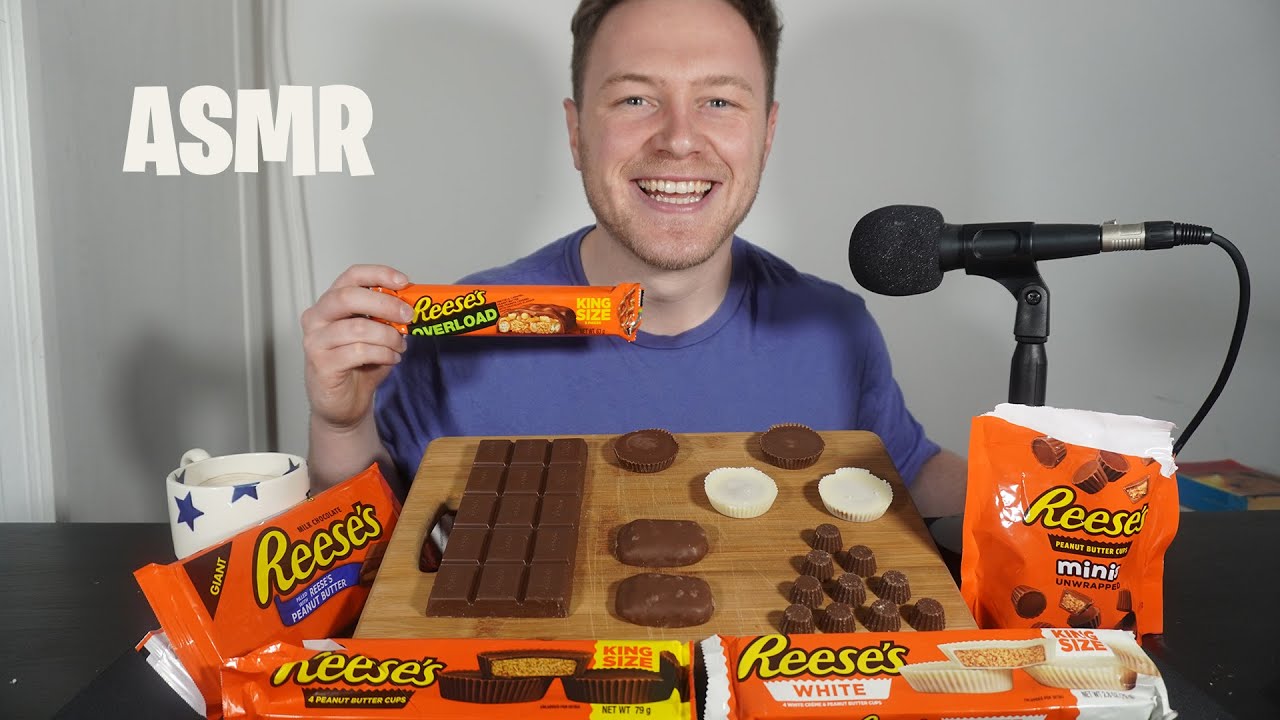 ASMR: CHOCOLATE REESE CUPS,  REESE'S PIECES MUKBANG, Eating Sounds, Soft whispers