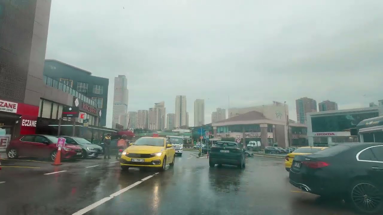 🌧️ İstanbul Ataşehir 4K Rainy Drive | Peaceful Cityscapes 🚗