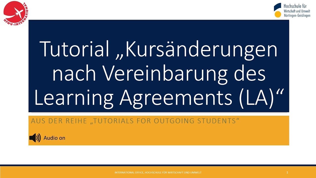 Tutorial "Kursänderungen nach Vereinbarung des Learning Agreements" IO HfWU