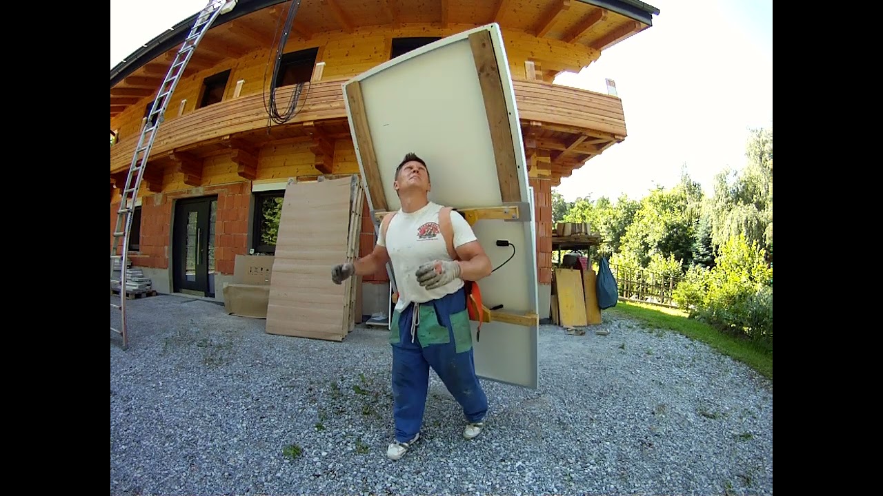 PV Panel 218x103cm aufs Dach bringen mit Rucksack