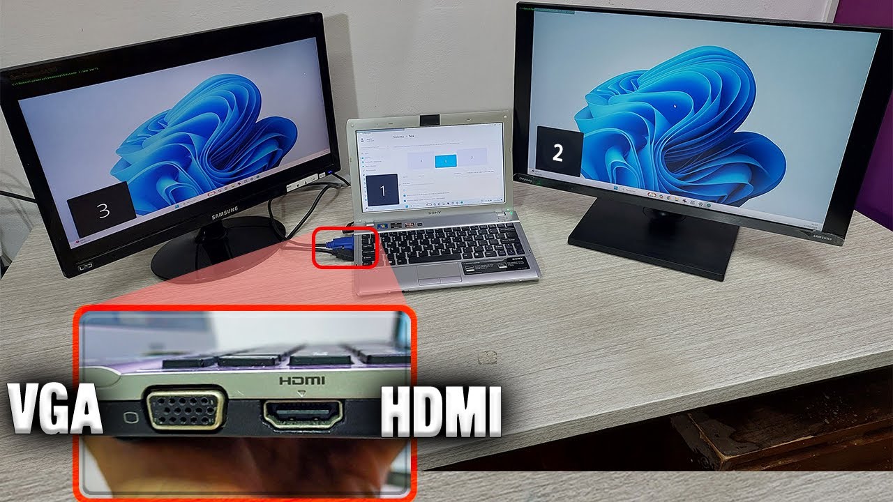 Notebook com VGA e HDMI &ndash; como ligar 2 MONITORES ao mesmo tempo