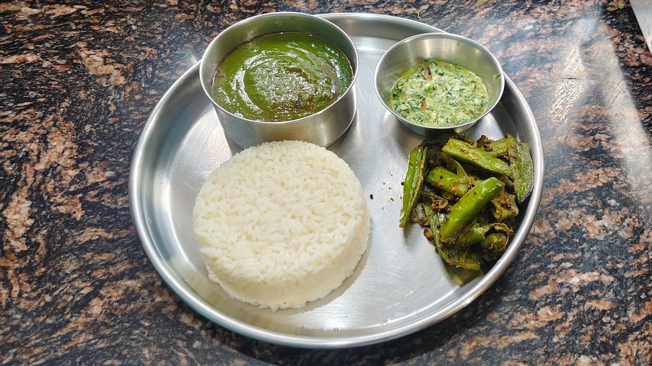 Chawal bathua jod bathua raita Sim bhujiya