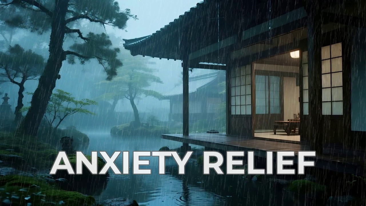 🔴 Healing Peace Soft Rain ASMR in Blue Dusk Japanese Moss Garden to Calm Your Mind 🌿
