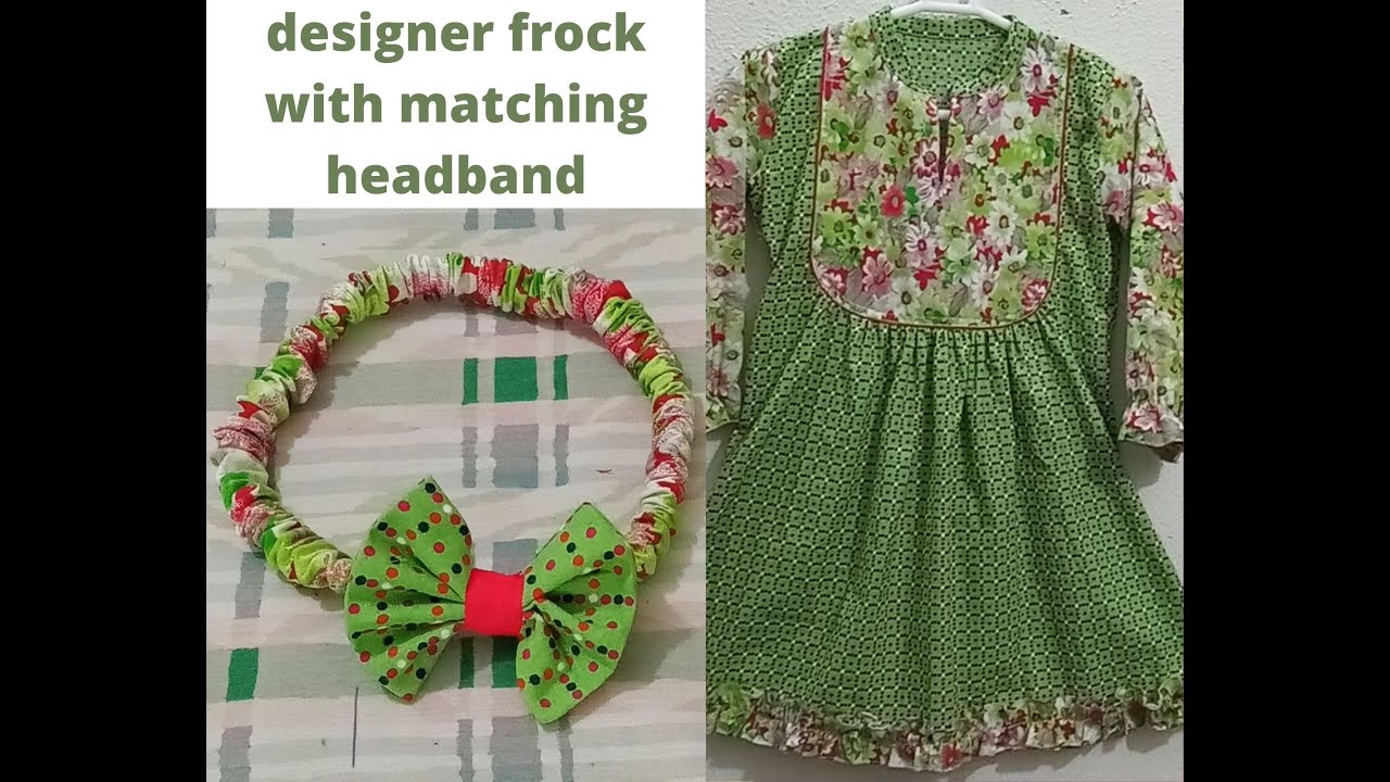 designer top in u-shape yoke with matching headband, complete cutting & stitching,