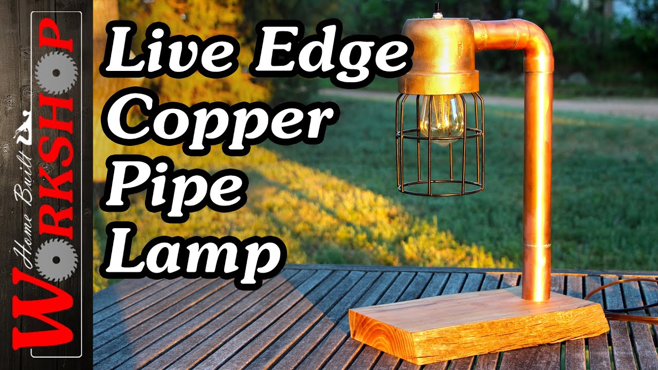 Reclaimed Copper Pipe Lamps (with Live Edge Elm Base)