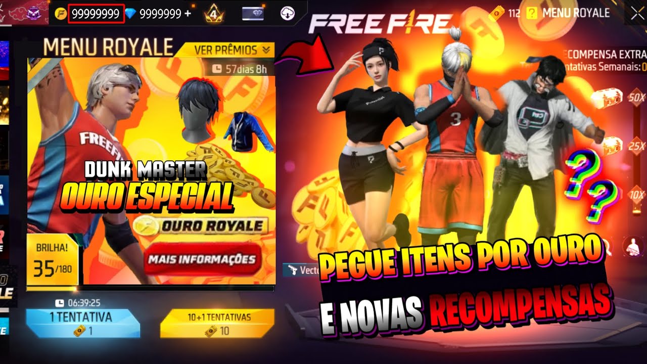 ATÉ QUE FIM!! PEGUE O DUNK MASTER E + ITENS POR OURO?? JAQUETA ASUS GRÁTIS - E MAIS - FREE FIRE 