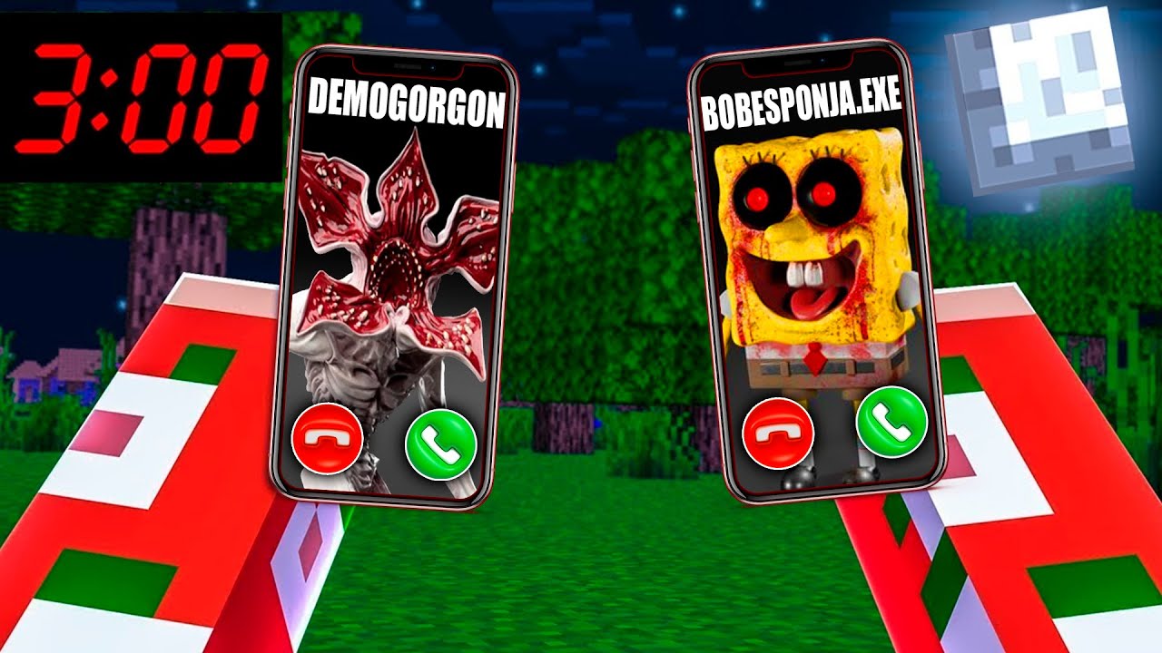 BOB ESPONJA.EXE E DEMOGORGON ME LIGARAM ÁS 3:00 DA MADRUGADA NO MINECRAFT