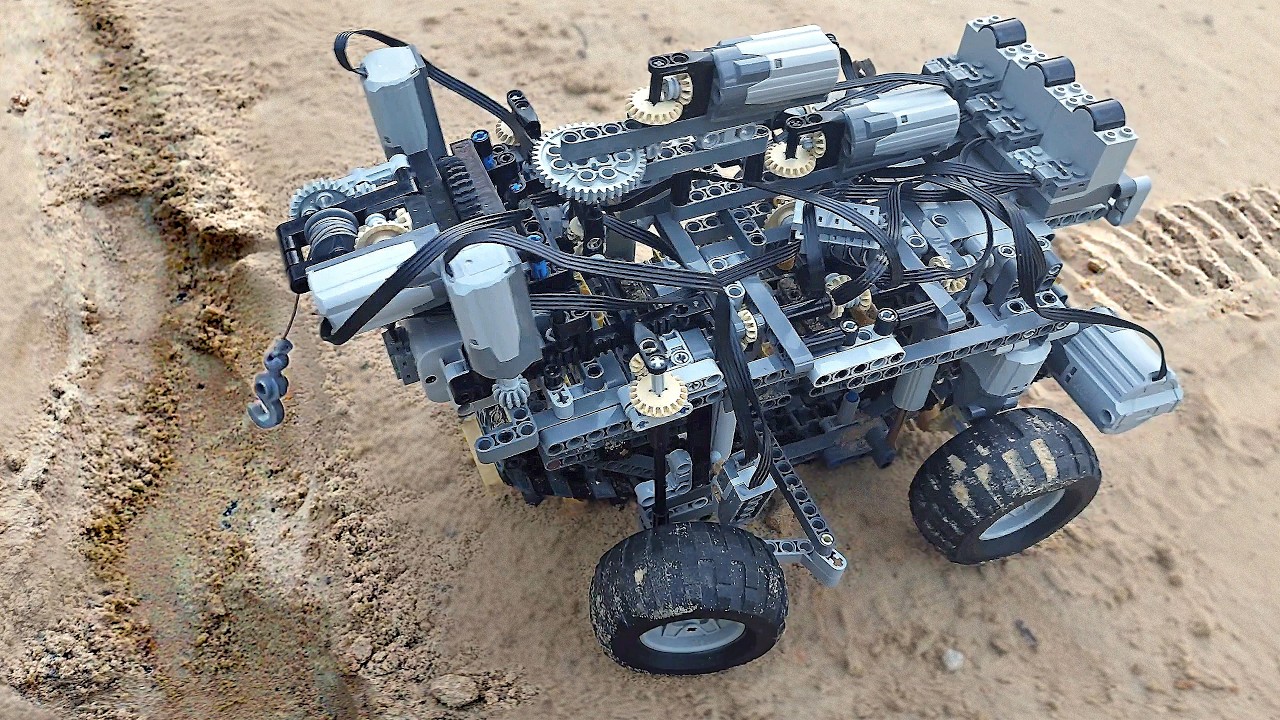 LEGO 8-Features TRACKS & WHEELS All-terrain vehicle Evolution (winch, jack, pusher and car upgrade)