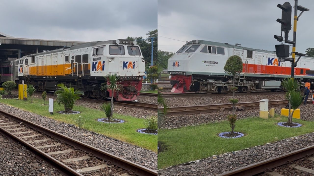 Nonton kereta api sambil mendengarkan bel kedatangan di stasiun Cirebon