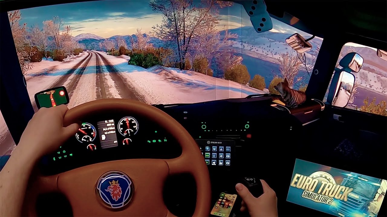 #ETS2 : Scania R410  PNG Winter Experience на Moza Racing R9 #3монитора #GoPro #TripleScreen #TH8A