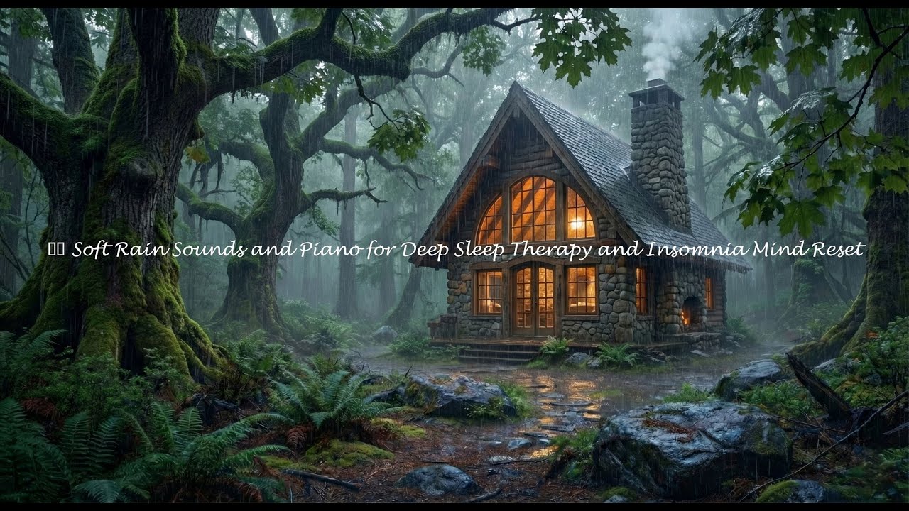 Peaceful Overnight Sleep with Rain Sounds and Piano 😴 