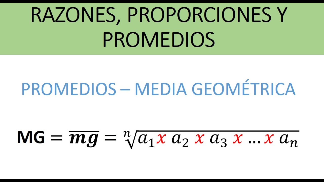 Promedios - Media Geom&eacute;trica | Ejemplos