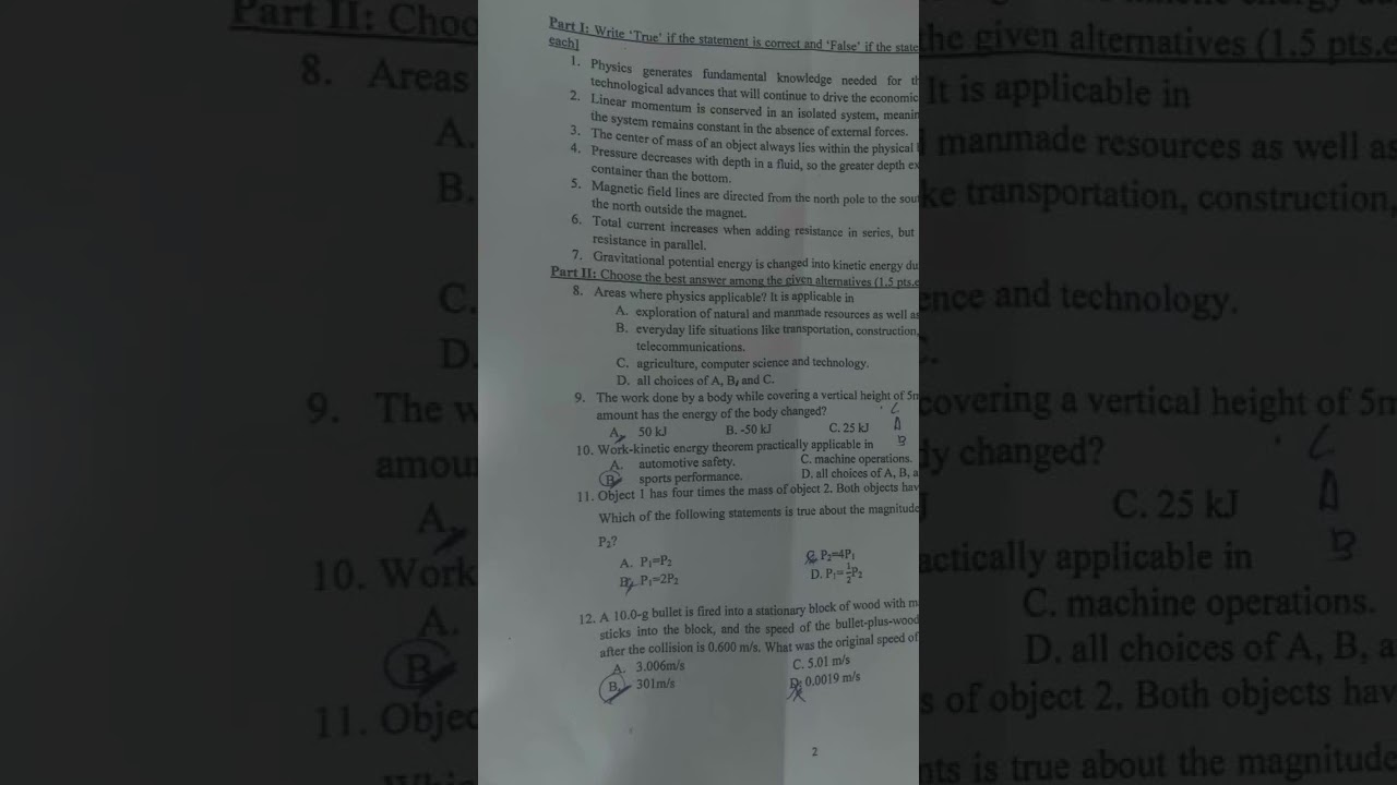 Freshman Physics Mid-Exam