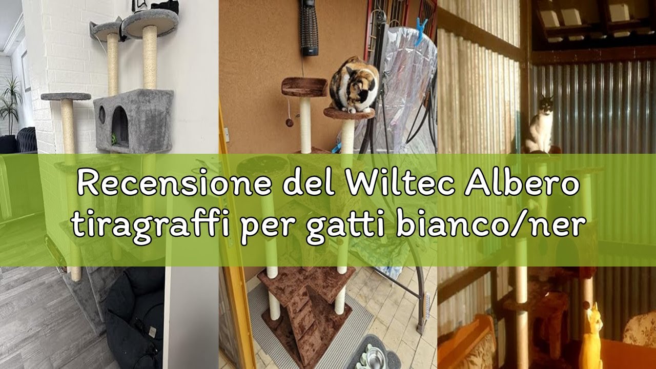Recensione del Wiltec Albero tiragraffi per gatti bianco/nero 130cm Albero per arrampicarsi Tiragraf