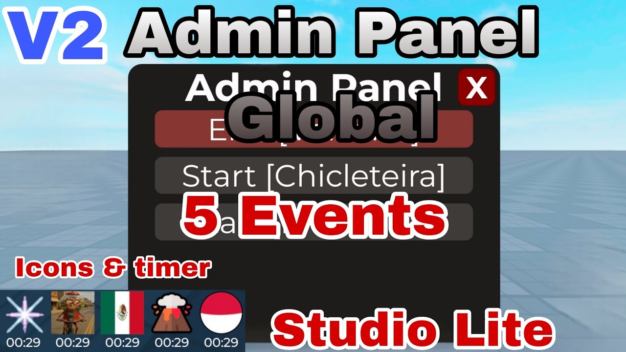 Global Admin Panel with icons & timer 5 events | #roblox #studiolite 