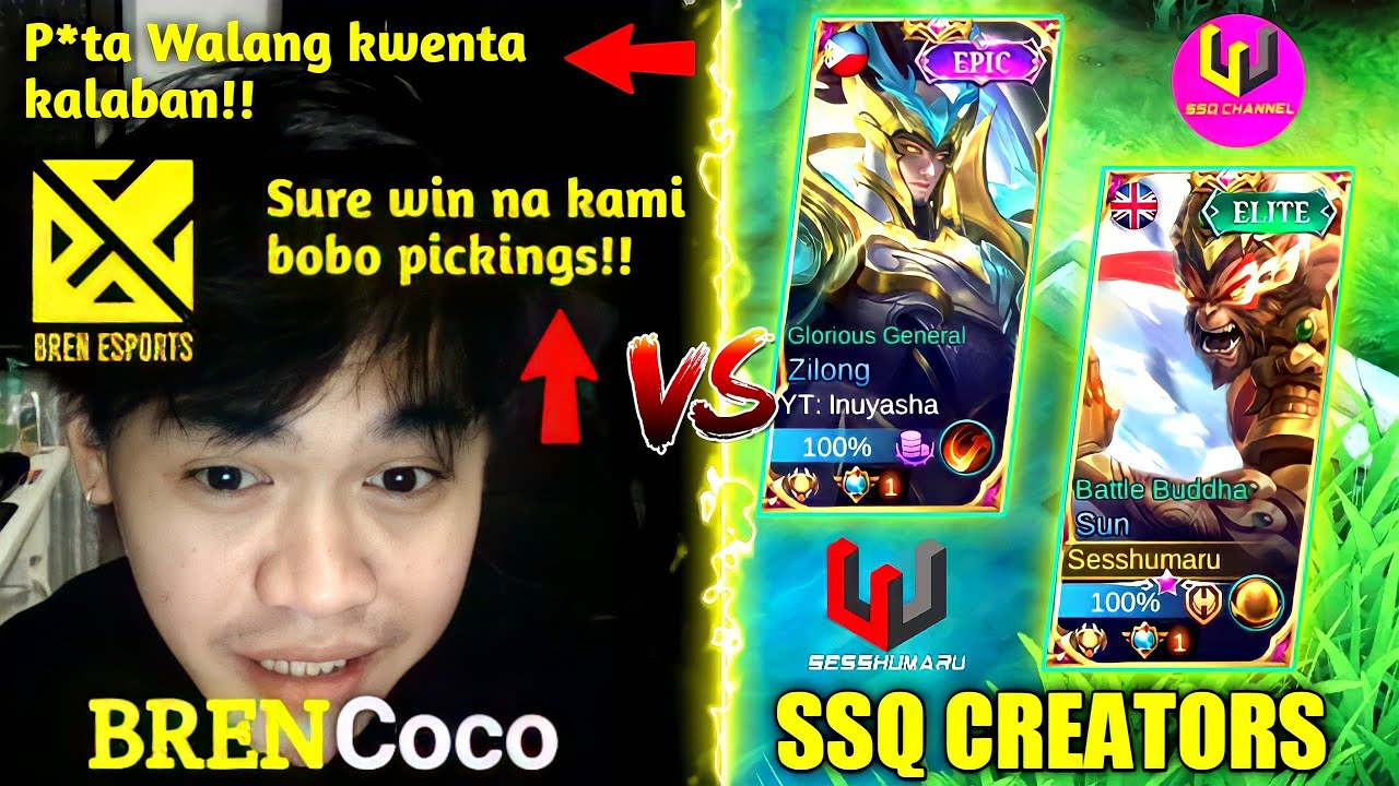 Pro Player BREN COCO vs Content Creators INUYASHA & SESSHUMARU | NATALO NAPA DELETE ML SI COCO?