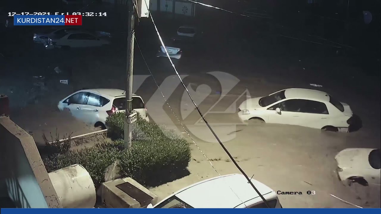 CCTV footage shows moment flashfloods hit Erbil's Daratoo neighborhood