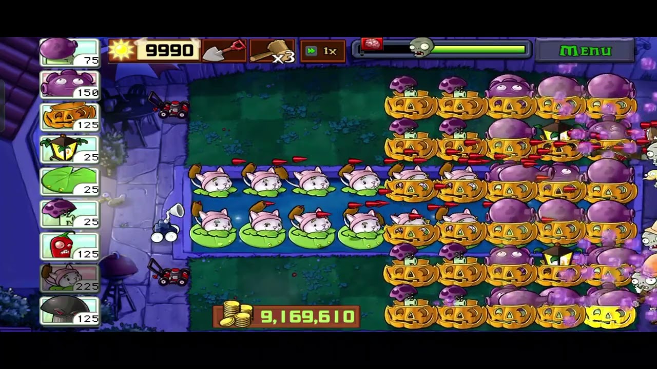 Геймплей Plant VS Zombies Survival в тумане (без перезарядки)