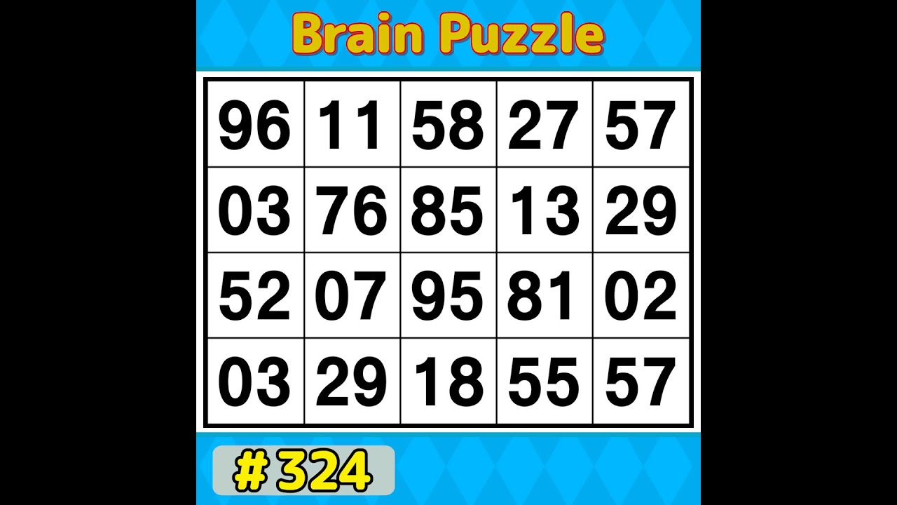 【Number Search】 Boost your concentration. 《Brain training》 #324