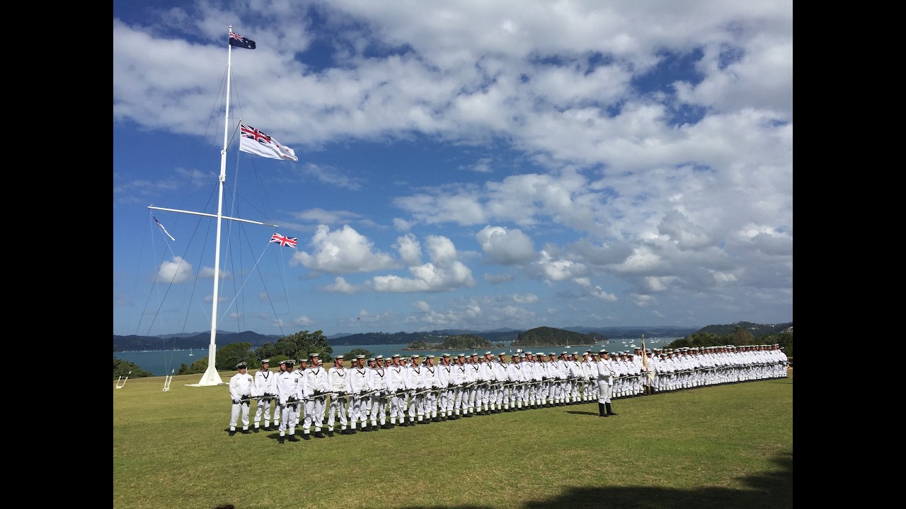 Beating the Retreat by Royal New Zealand Navy at Waitangi, 5 February 2019