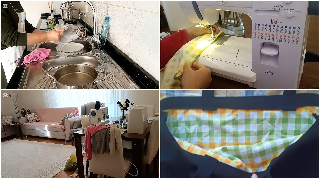 Dağınık Evimi Topluyorum❌Mutfak Temizliği,Dikiş Yaptım, Çanta Diktim.| Bitmeyen Rutin Ev İşleri❌