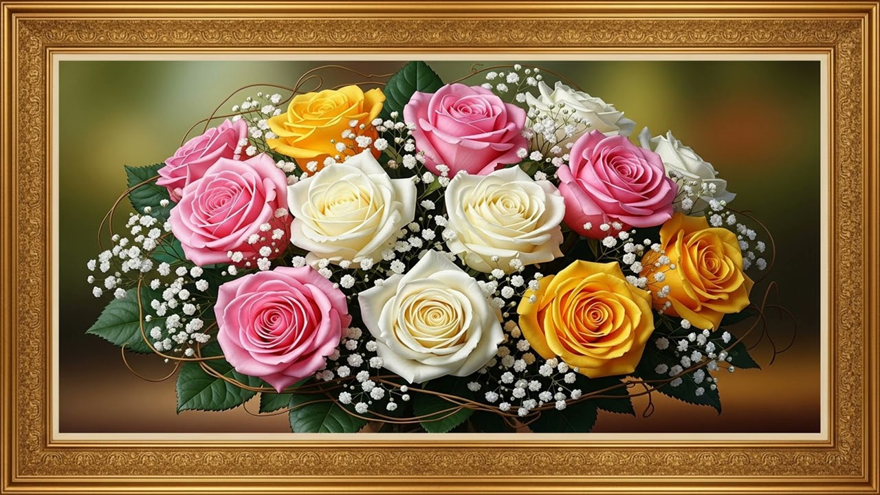 Vintage Botanical Flower Canvas | Elegant Decorative Art Screen