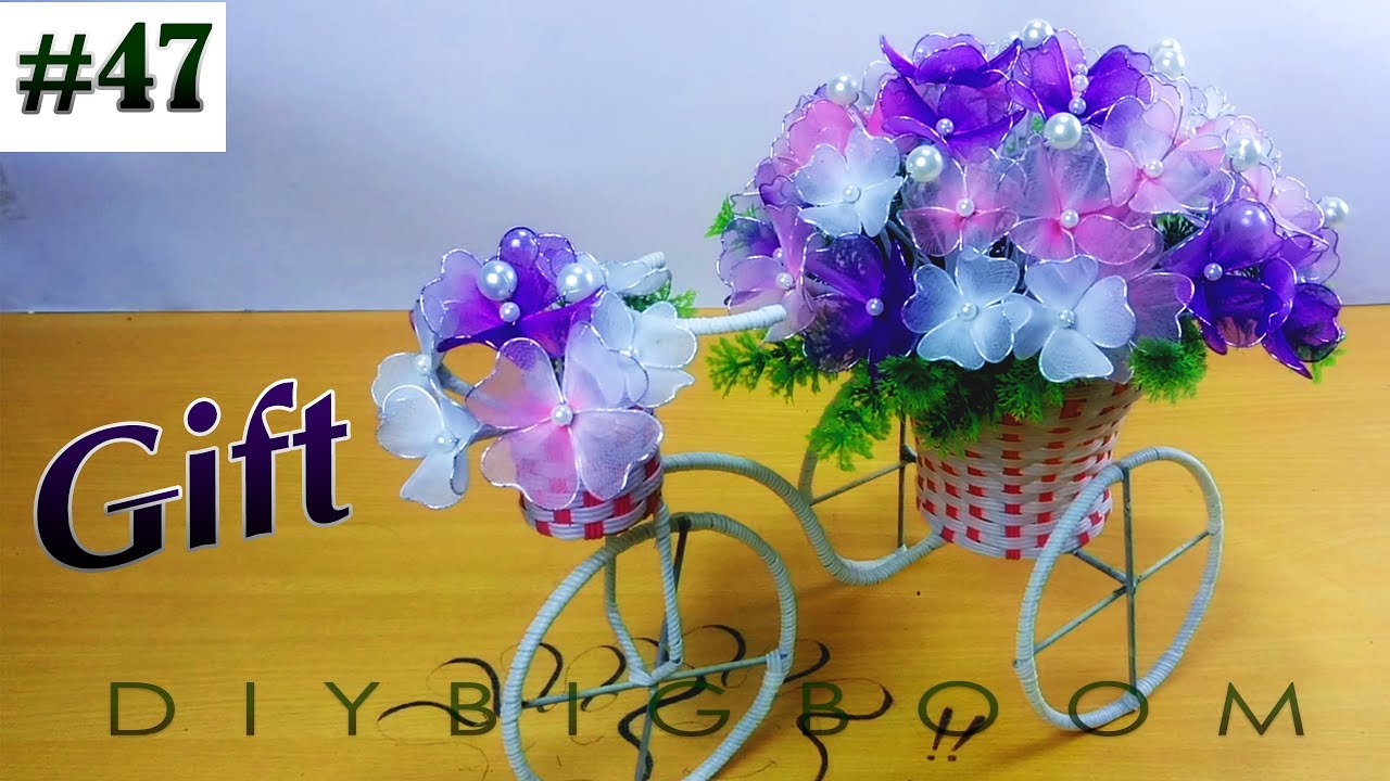 Nylon stocking flowers tutorial #47, How to make nylon stocking flower step by step