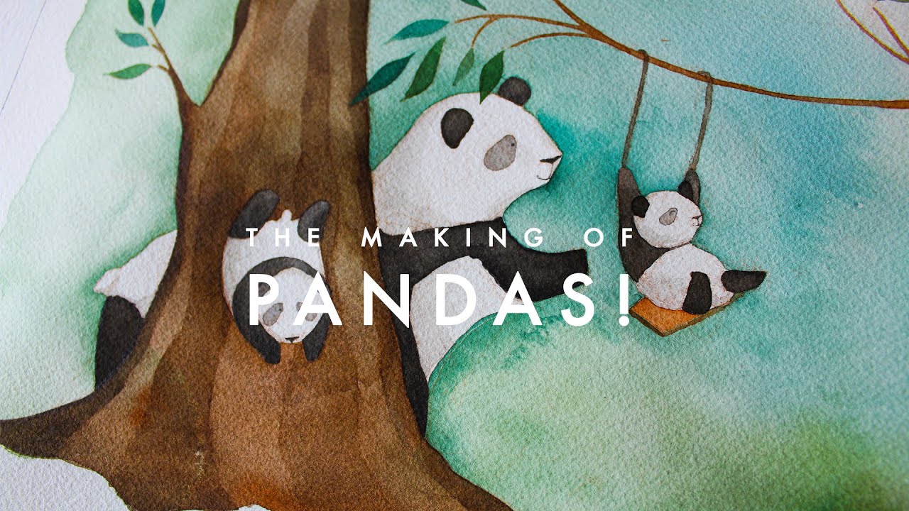 How to Watercolor Adorable Pandas! | Children's Illustration